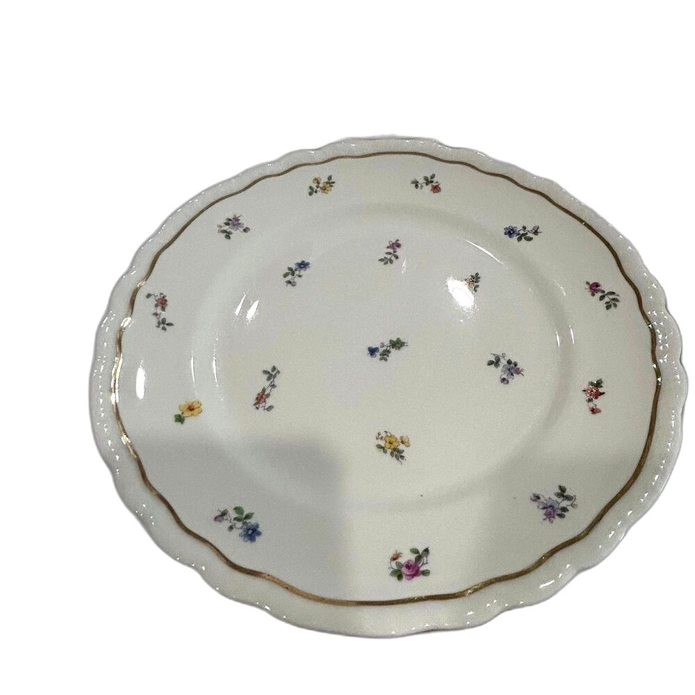 Vintage Warwick China Dinner Plates Floral Pattern USA Color Cream Gold Band - Picture 2 of 11